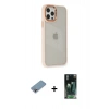 MARSİLYAN™- iPhone 12 Pro Max Kılıf Eksen Doku Prime - Siyah 360 Mat Full Body Arka Koruyucu + Shine Kamera Lens Koruma Cam - GI