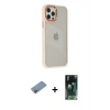 MARSİLYAN™- iPhone 12 Pro Max Kılıf Eksen Doku Prime - Siyah 360 Mat Full Body Arka Koruyucu + Shine Kamera Lens Koruma Cam - PE