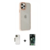 MARSİLYAN™- iPhone 12 Pro Max Kılıf Eksen Doku Prime - Siyah 360 Mat Full Body Arka Koruyucu + Shine Kamera Lens - GD