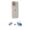 MARSİLYAN™- iPhone 12 Pro Max Kılıf Eksen Doku Prime - Siyah 3D Antistatik Cam Ekran Koruyucu + Shine Kamera Lens Koruma Cam - GS