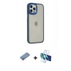 MARSİLYAN™- iPhone 12 Pro Max Kılıf Eksen Doku Prime - Siyah 3D Antistatik Cam Ekran Koruyucu + Shine Kamera Lens Koruma Cam - GS