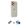 MARSİLYAN™- iPhone 12 Pro Max Kılıf Eksen Doku Prime - Siyah 3D Antistatik Cam Ekran Koruyucu + Metal Kamera Lens Koruma Cam - KI