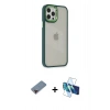 MARSİLYAN™- iPhone 12 Pro Max Kılıf Eksen Doku Prime - Siyah 3D Antistatik Cam Ekran Koruyucu + Metal Kamera Lens Koruma Cam - KI