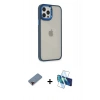 MARSİLYAN™- iPhone 12 Pro Max Kılıf Eksen Doku Prime - Siyah 3D Antistatik Cam Ekran Koruyucu + Metal Kamera Lens Koruma Cam - KI