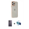 MARSİLYAN™- iPhone 12 Pro Max Kılıf Eksen Doku Prime - Siyah 3D Antistatik Cam Ekran Koruyucu + Neon Fosforlu Kamera Lens - BZ