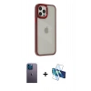 MARSİLYAN™- iPhone 12 Pro Max Kılıf Eksen Doku Prime - Siyah 3D Antistatik Cam Ekran Koruyucu + Neon Fosforlu Kamera Lens - MI
