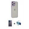 MARSİLYAN™- iPhone 12 Pro Max Kılıf Eksen Doku Prime - Siyah 3D Antistatik Cam Ekran Koruyucu + Neon Fosforlu Kamera Lens - MI