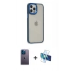 MARSİLYAN™- iPhone 12 Pro Max Kılıf Eksen Doku Prime - Siyah 3D Antistatik Cam Ekran Koruyucu + Neon Fosforlu Kamera Lens - MI