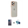 MARSİLYAN™- iPhone 12 Pro Max Kılıf Eksen Doku Prime - Siyah 3D Antistatik Cam Ekran Koruyucu + Neon Fosforlu Kamera Lens - MI