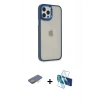 MARSİLYAN™- iPhone 12 Pro Max Kılıf Eksen Doku Prime - Siyah 3D Antistatik Cam Ekran Koruyucu + Renkli Kamera Lens Koruma Cam - TU