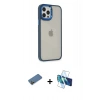MARSİLYAN™- iPhone 12 Pro Max Kılıf Eksen Doku Prime - Siyah 3D Antistatik Cam Ekran Koruyucu + Shine Kamera Lens Koruma Cam - GD