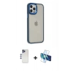 MARSİLYAN™- iPhone 12 Pro Max Kılıf Eksen Doku Prime - Siyah 3D Antistatik Cam Ekran Koruyucu + Shine Kamera Lens - LT
