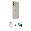 MARSİLYAN™- iPhone 12 Pro Max Kılıf Eksen Doku Prime - Siyah 3D Antistatik Cam Ekran Koruyucu + Shine Kamera Lens - LT