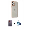 MARSİLYAN™- iPhone 12 Pro Max Kılıf Eksen Doku Prime - Siyah 3D Antistatik Cam Ekran Koruyucu + Turuncu Neon Fosforlu Kamera Lens