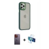 MARSİLYAN™- iPhone 12 Pro Max Kılıf Eksen Doku Prime - Siyah 3D Antistatik Cam Ekran Koruyucu + Turuncu Neon Fosforlu Kamera Lens