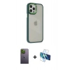 MARSİLYAN™- iPhone 12 Pro Max Kılıf Eksen Doku Prime - Siyah 3D Antistatik Cam Ekran Koruyucu + Neon Fosforlu Kamera Lens - YL