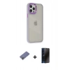 MARSİLYAN™- iPhone 12 Pro Max Kılıf Eksen Doku Prime - Siyah 3D Antistatik Hayalet Cam Ekran Koruyucu + Metal Kamera Lens Koruma Cam - GD