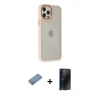 MARSİLYAN™- iPhone 12 Pro Max Kılıf Eksen Doku Prime - Siyah 3D Antistatik Hayalet Cam Ekran Koruyucu + Gümüş Shine Kamera Lens Koruma Cam