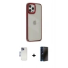 MARSİLYAN™- iPhone 12 Pro Max Kılıf Eksen Doku Prime - Siyah 3D Antistatik Hayalet Cam Ekran Koruyucu + Shine Kamera Lens - LT