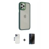 MARSİLYAN™- iPhone 12 Pro Max Kılıf Eksen Doku Prime - Siyah 3D Antistatik Hayalet Cam Ekran Koruyucu + Shine Kamera Lens - LT