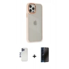 MARSİLYAN™- iPhone 12 Pro Max Kılıf Eksen Doku Prime - Siyah 3D Antistatik Hayalet Cam Ekran Koruyucu + Shine Kamera Lens - LT
