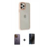 MARSİLYAN™- iPhone 12 Pro Max Kılıf Eksen Doku Prime - Siyah 3D Antistatik Hayalet Cam Ekran Koruyucu + Neon Fosforlu Kamera Lens - SI