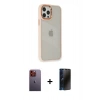 MARSİLYAN™- iPhone 12 Pro Max Kılıf Eksen Doku Prime - Siyah 3D Antistatik Hayalet Cam Ekran Koruyucu + Neon Fosforlu Kamera Lens - TU