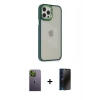 MARSİLYAN™- iPhone 12 Pro Max Kılıf Eksen Doku Prime - Siyah 3D Antistatik Hayalet Cam Ekran Koruyucu + Neon Fosforlu Kamera Lens - YL