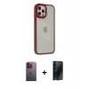MARSİLYAN™- iPhone 12 Pro Max Kılıf Eksen Doku Prime - Siyah 3D Antistatik Hayalet Cam Ekran Koruyucu + Neon Fosforlu Kamera Lens - TU