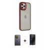 MARSİLYAN™- iPhone 12 Pro Max Kılıf Eksen Doku Prime - Siyah 3D Antistatik Hayalet Cam Ekran Koruyucu + Neon Fosforlu Kamera Lens - YL