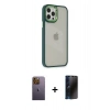 MARSİLYAN™- iPhone 12 Pro Max Kılıf Eksen Doku Prime - Siyah 3D Antistatik Hayalet Cam Ekran Koruyucu + Neon Fosforlu Kamera Lens - SI