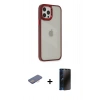 MARSİLYAN™- iPhone 12 Pro Max Kılıf Eksen Doku Prime - Siyah 3D Antistatik Hayalet Cam Ekran Koruyucu + Renkli Kamera Lens Koruma Cam - PE