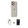 MARSİLYAN™- iPhone 12 Pro Max Kılıf Eksen Doku Prime - Siyah 3D Antistatik Hayalet Cam Ekran Koruyucu + Shine Kamera Lens - GD