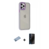 MARSİLYAN™- iPhone 12 Pro Max Kılıf Eksen Doku Prime - Siyah 3D Antistatik Hayalet Cam Ekran Koruyucu + Shine Kamera Lens Koruma Cam - MI