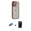 MARSİLYAN™- iPhone 12 Pro Max Kılıf Eksen Doku Prime - Siyah 3D Antistatik Hayalet Cam Ekran Koruyucu + Shine Kamera Lens Koruma Cam - GD