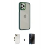 MARSİLYAN™- iPhone 12 Pro Max Kılıf Eksen Doku Prime - Siyah 3D Antistatik Hayalet Cam Ekran Koruyucu + Shine Kamera Lens - GD