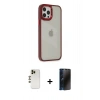 MARSİLYAN™- iPhone 12 Pro Max Kılıf Eksen Doku Prime - Siyah 3D Antistatik Hayalet Cam Ekran Koruyucu + Shine Kamera Lens - GD