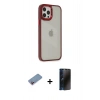 MARSİLYAN™- iPhone 12 Pro Max Kılıf Eksen Doku Prime - Siyah 3D Antistatik Hayalet Cam Ekran Koruyucu + Shine Kamera Lens Koruma Cam - PE