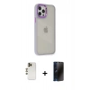 MARSİLYAN™- iPhone 12 Pro Max Kılıf Eksen Doku Prime - Siyah 3D Antistatik Hayalet Cam Ekran Koruyucu + Shine Kamera Lens - GD