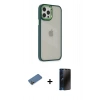 MARSİLYAN™- iPhone 12 Pro Max Kılıf Eksen Doku Prime - Siyah 3D Antistatik Hayalet Cam Ekran Koruyucu + Shine Kamera Lens Koruma Cam - GD