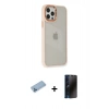 MARSİLYAN™- iPhone 12 Pro Max Kılıf Eksen Doku Prime - Siyah 3D Antistatik Hayalet Cam Ekran Koruyucu + Shine Kamera Lens Koruma Cam - MI