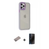 MARSİLYAN™- iPhone 12 Pro Max Kılıf Eksen Doku Prime - Siyah 3D Antistatik Hayalet Cam Ekran Koruyucu + Shine Kamera Lens Koruma Cam - SABE