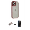 MARSİLYAN™- iPhone 12 Pro Max Kılıf Eksen Doku Prime - Siyah 3D Antistatik Hayalet Cam Ekran Koruyucu + Shine Kamera Lens Koruma Cam - SABE
