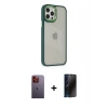 MARSİLYAN™- iPhone 12 Pro Max Kılıf Eksen Doku Prime - Siyah 3D Antistatik Hayalet Cam Ekran Koruyucu + Turuncu Neon Fosforlu Kamera Lens