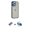 MARSİLYAN™- iPhone 12 Pro Max Kılıf Eksen Doku Prime - Siyah 3D Antistatik Seramik Nano Ekran Koruyucu + Metal Kamera Lens Koruma Cam - GD