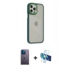 MARSİLYAN™- iPhone 12 Pro Max Kılıf Eksen Doku Prime - Siyah 3D Antistatik Seramik Nano Ekran Koruyucu + Neon Fosforlu Kamera Lens - MI