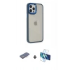MARSİLYAN™- iPhone 12 Pro Max Kılıf Eksen Doku Prime - Siyah 3D Antistatik Seramik Nano Ekran Koruyucu + Renkli Kamera Lens Koruma Cam - MI