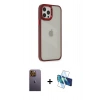 MARSİLYAN™- iPhone 12 Pro Max Kılıf Eksen Doku Prime - Siyah 3D Antistatik Seramik Nano Ekran Koruyucu + Neon Fosforlu Kamera Lens - SI