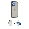 MARSİLYAN™- iPhone 12 Pro Max Kılıf Eksen Doku Prime - Siyah 3D Antistatik Seramik Nano Ekran Koruyucu + Shine Kamera Lens - GD