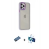 MARSİLYAN™- iPhone 12 Pro Max Kılıf Eksen Doku Prime - Siyah 3D Antistatik Seramik Nano Ekran Koruyucu + Shine Kamera Lens Koruma Cam - GD